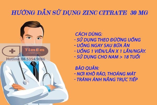 Hướng dẫn sử dụng Zinc Citrate 30 mg